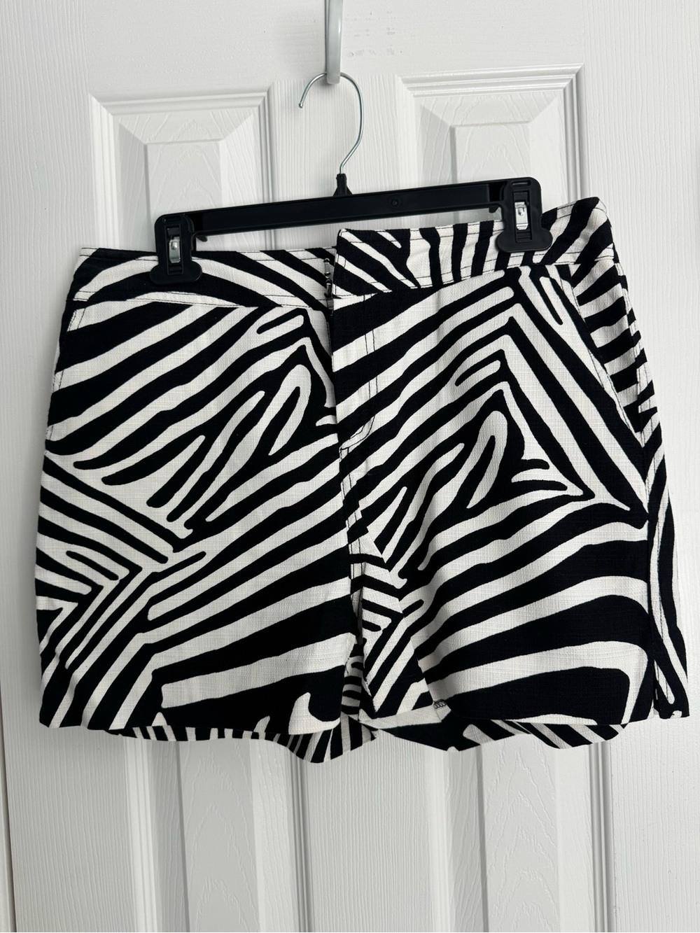 Trina Turk Black and White Zebra Print High-Waist Shorts